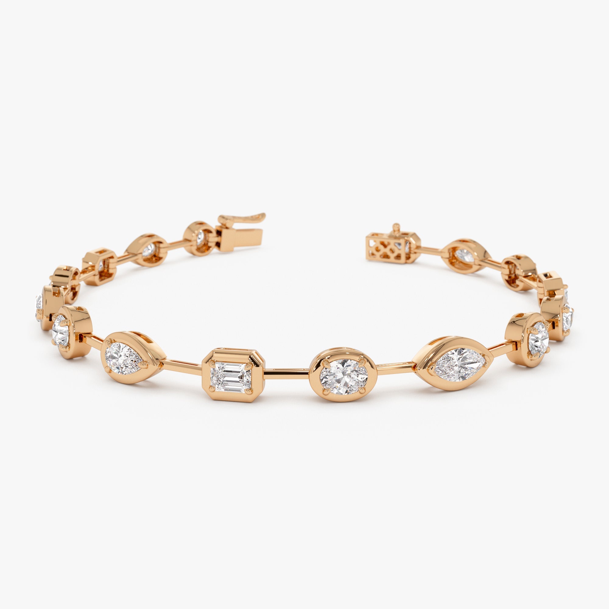 Multi Shape Diamond Bezel Set Bracelet