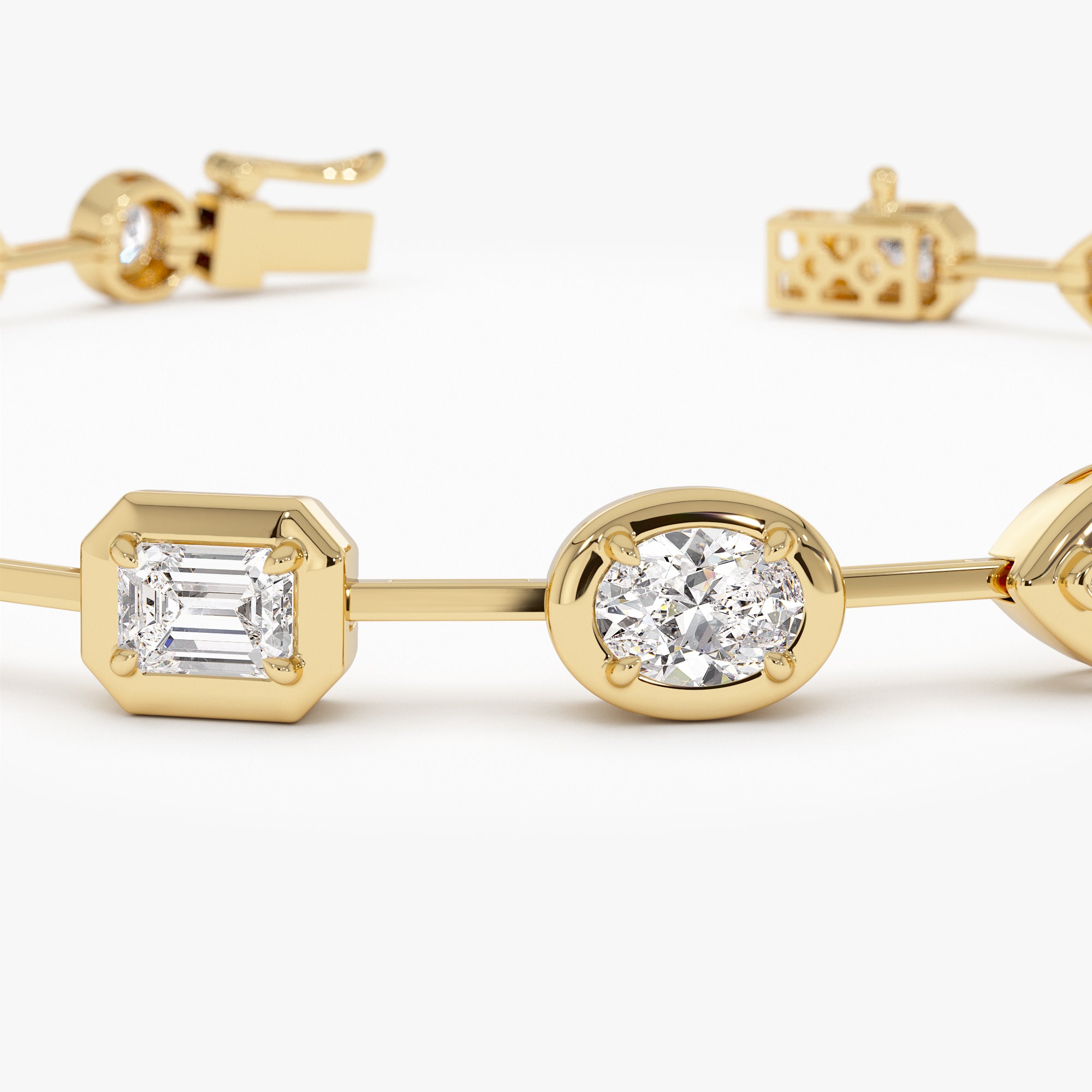 Multi Shape Diamond Bezel Set Bracelet