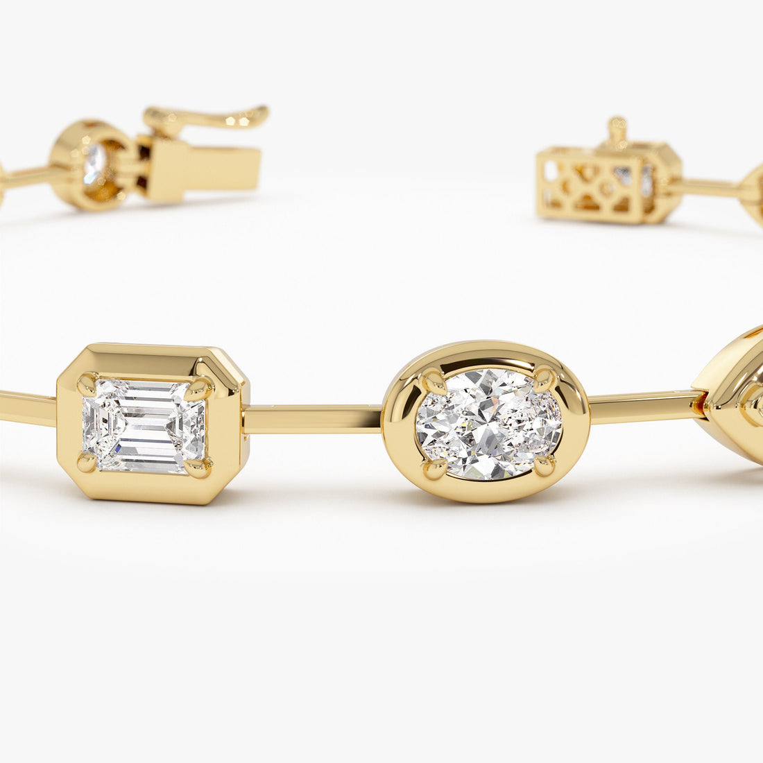 Multi Shape Diamond Bezel Set Bracelet