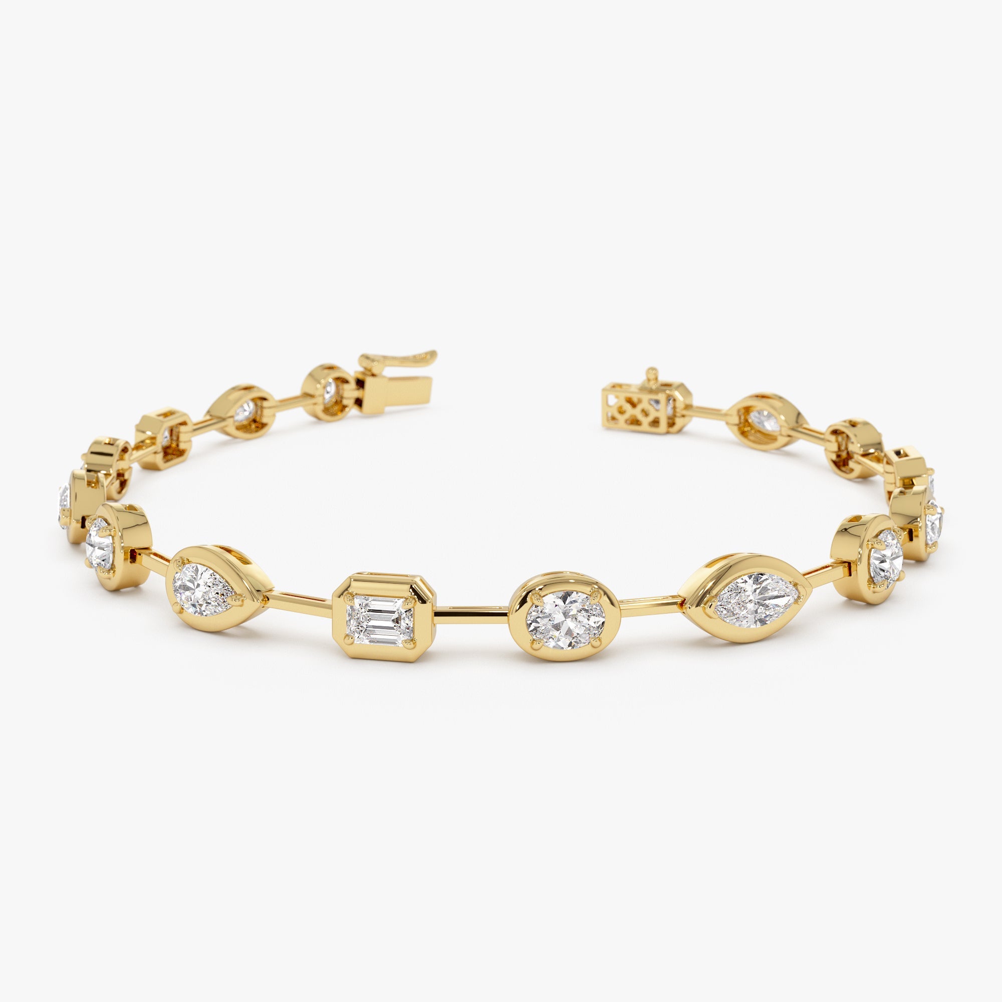 Multi Shape Diamond Bezel Set Bracelet