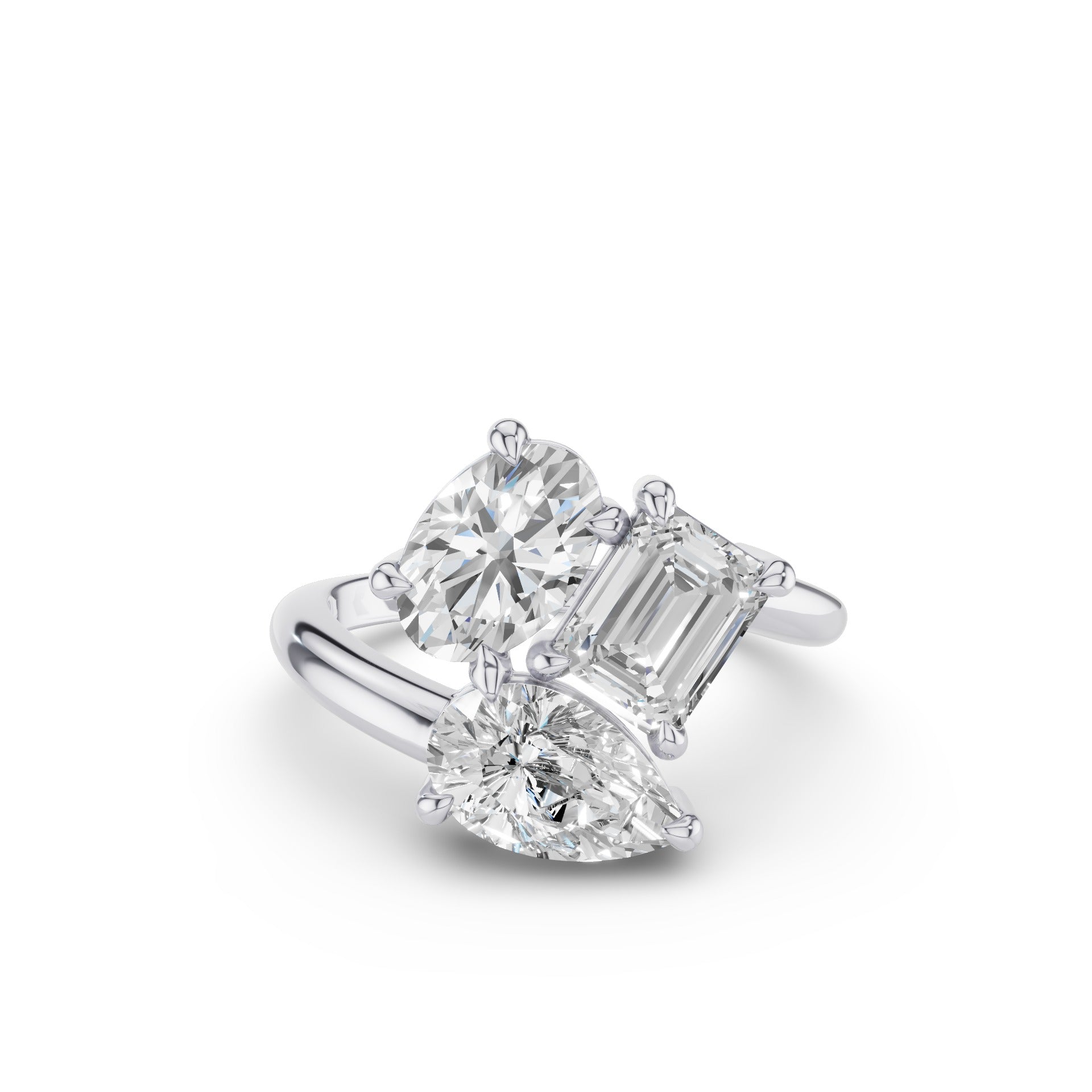 Multi Shape Lab Gown Diamond Cocktail Ring