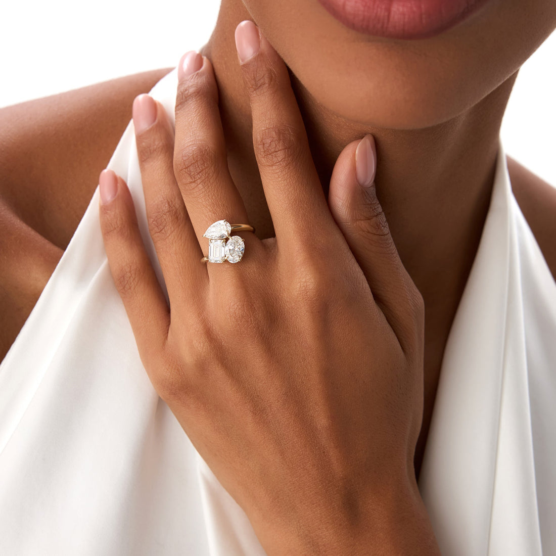 Multi Shape Lab Gown Diamond Cocktail Ring