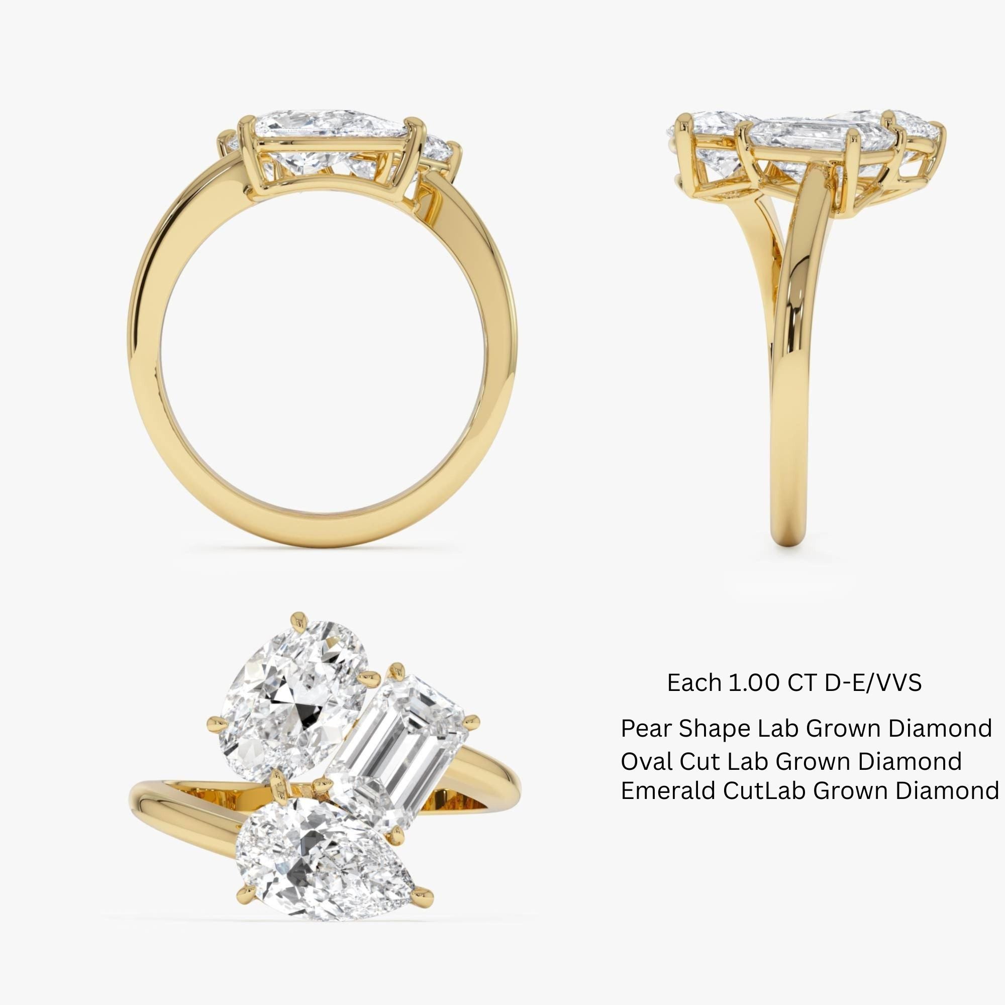 Multi Shape Lab Gown Diamond Cocktail Ring