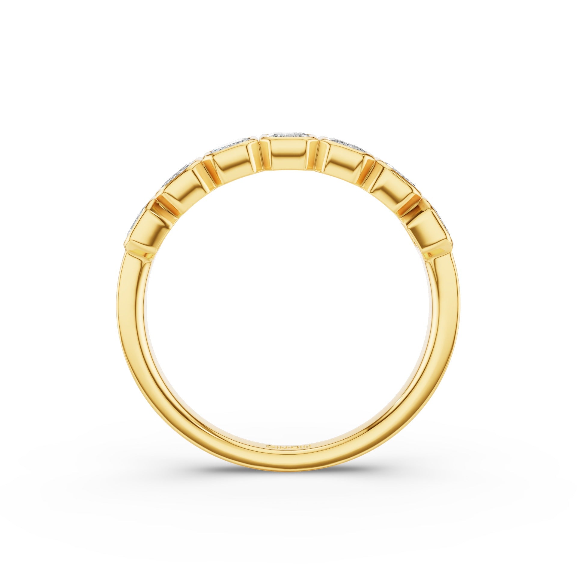 Nine Stone Emerald Cut Lab Diamond Bezel Setting Wedding Ring