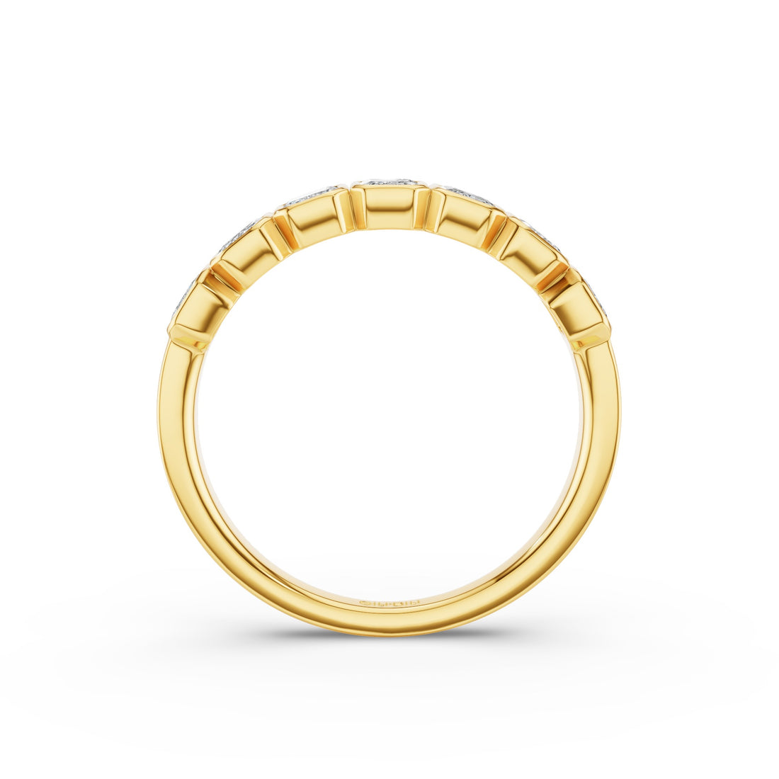 Nine Stone Emerald Cut Lab Diamond Bezel Setting Wedding Ring