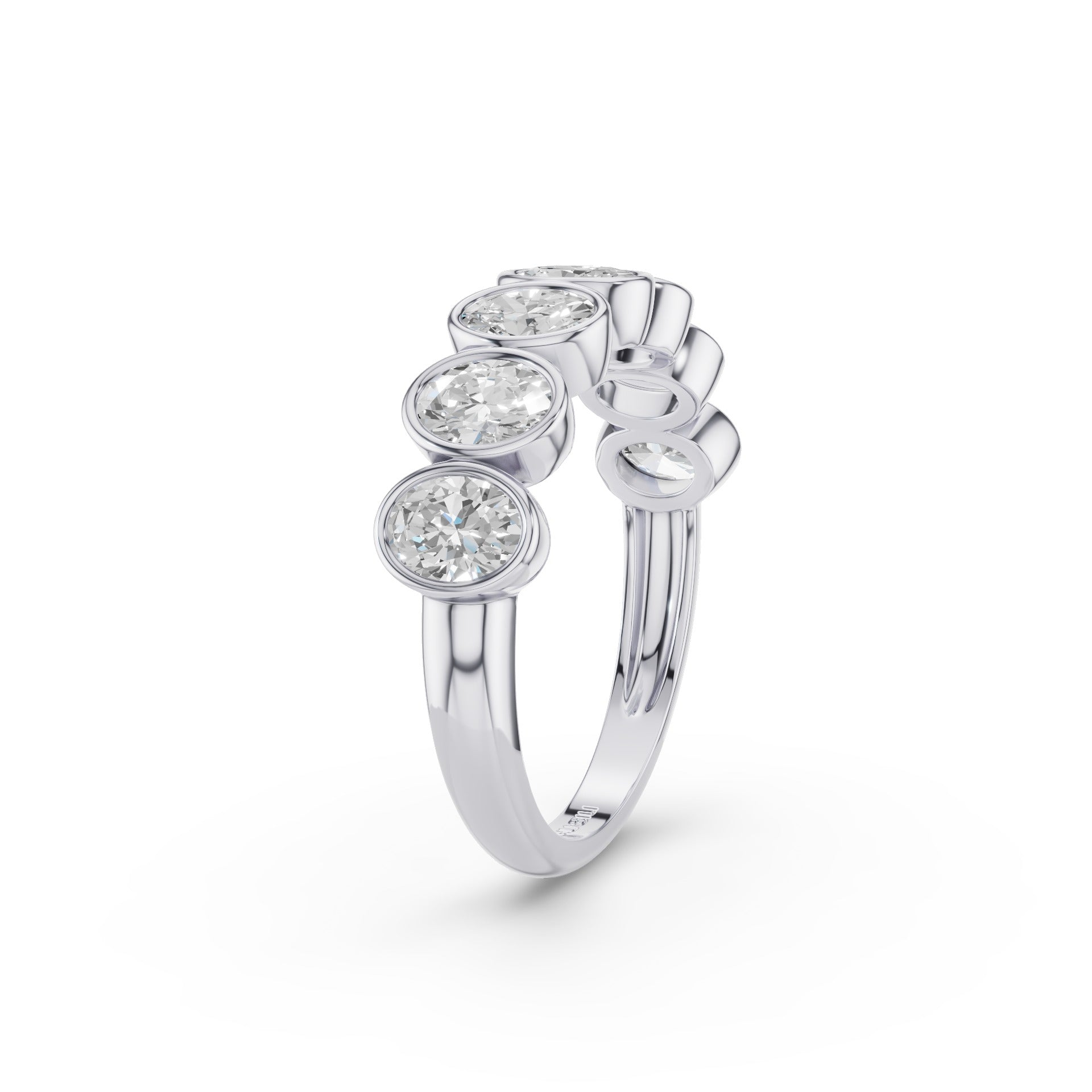 Nine Stone Oval Cut  Bezel Setting Wedding Ring