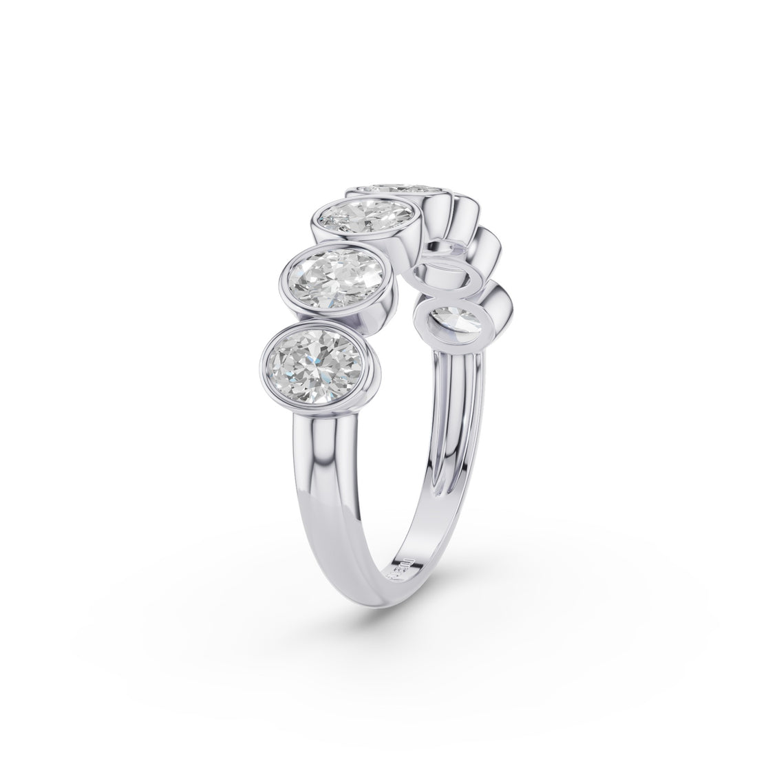 Nine Stone Oval Cut  Bezel Setting Wedding Ring