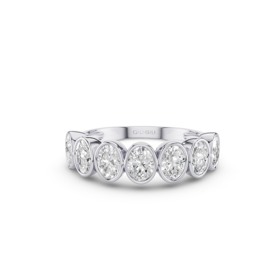 Nine Stone Oval Cut  Bezel Setting Wedding Ring