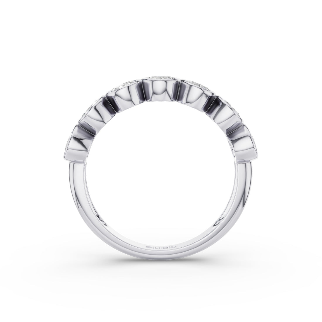 Nine Stone Oval Cut  Bezel Setting Wedding Ring
