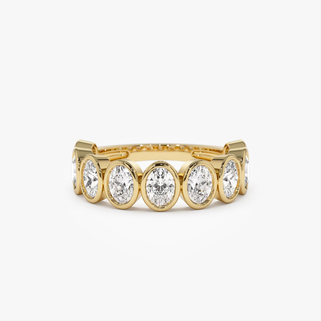 Nine Stone Oval Cut  Bezel Setting Wedding Ring