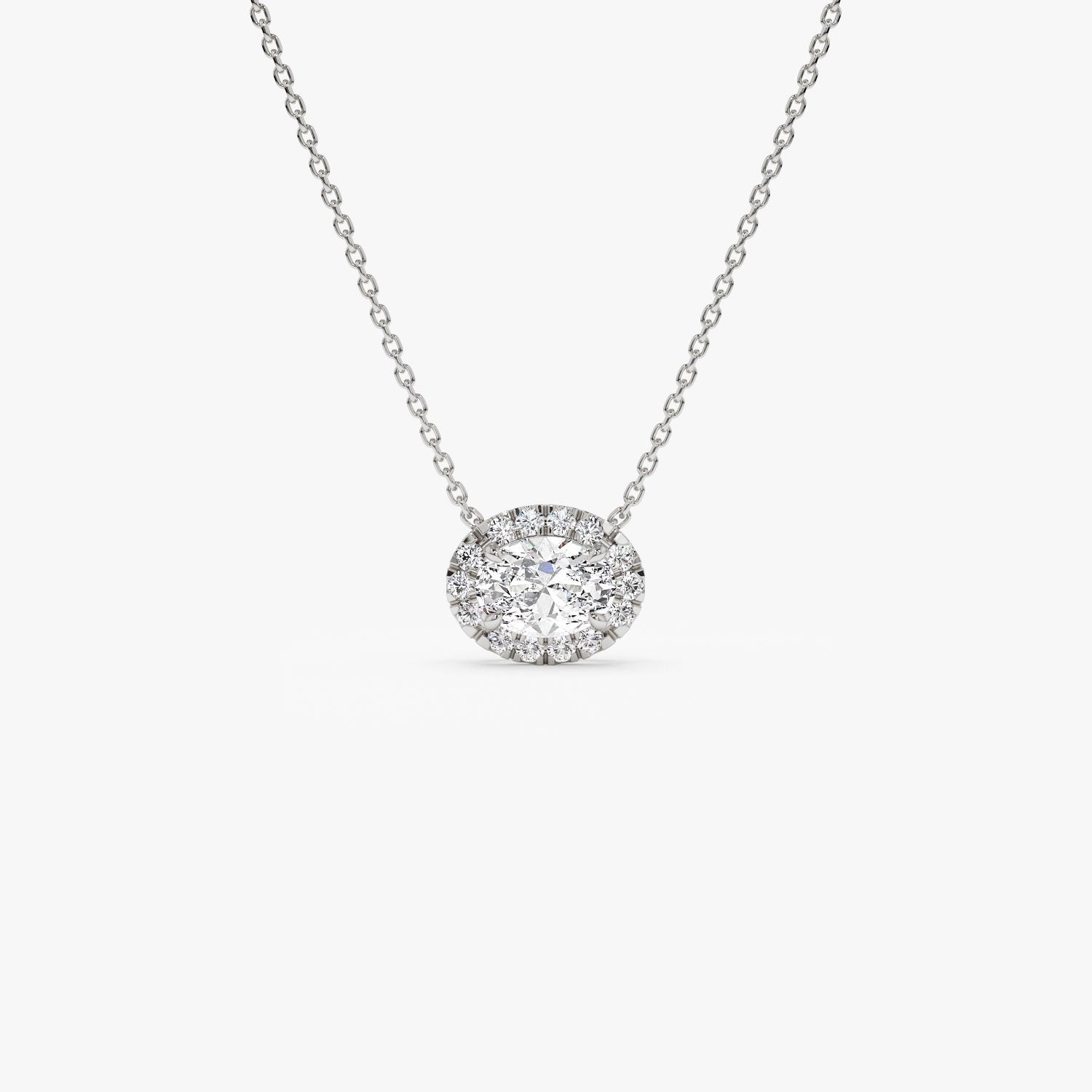 Oval Cut Halo Setting Lab Grown Diamond Necklace