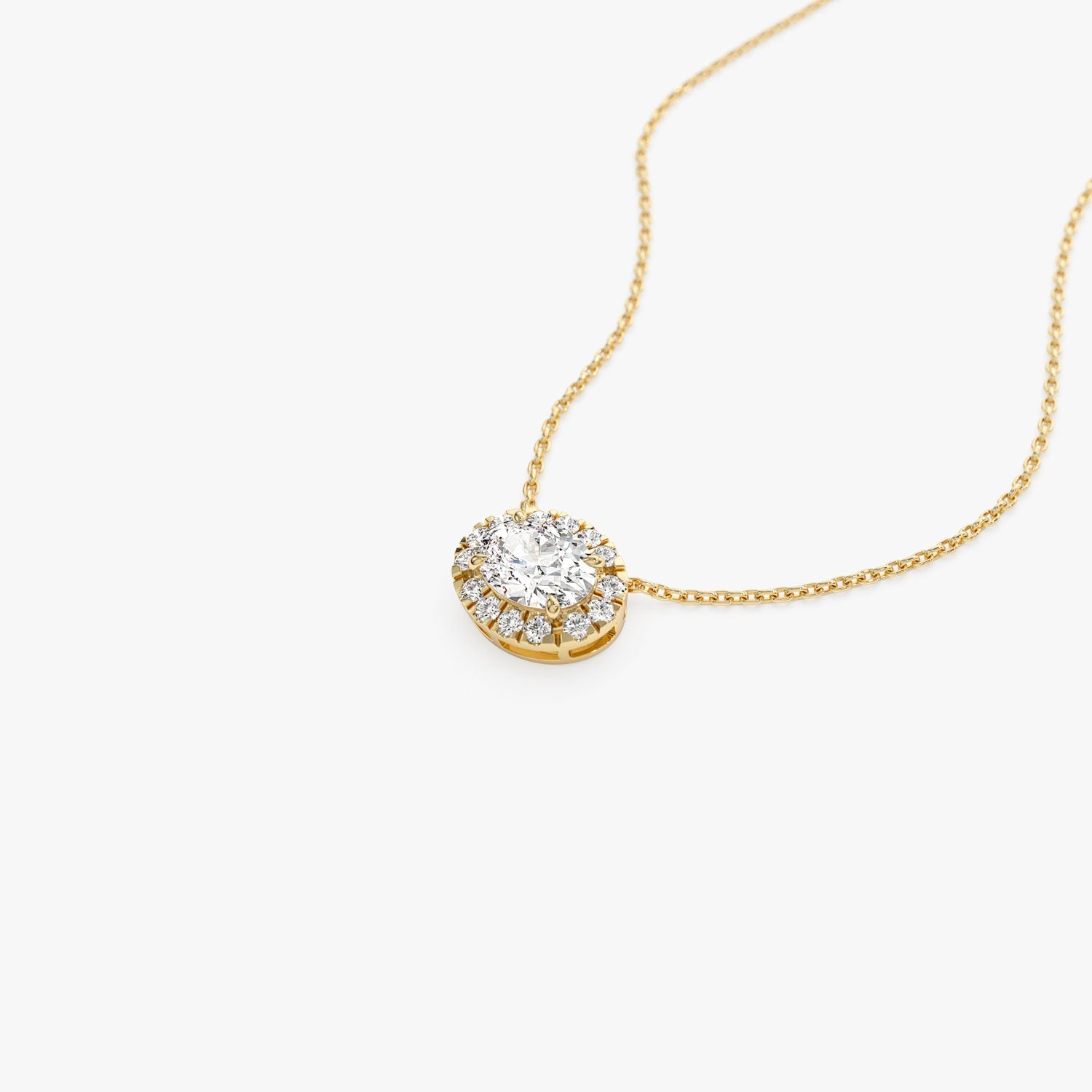 Oval Cut Halo Setting Lab Grown Diamond Necklace