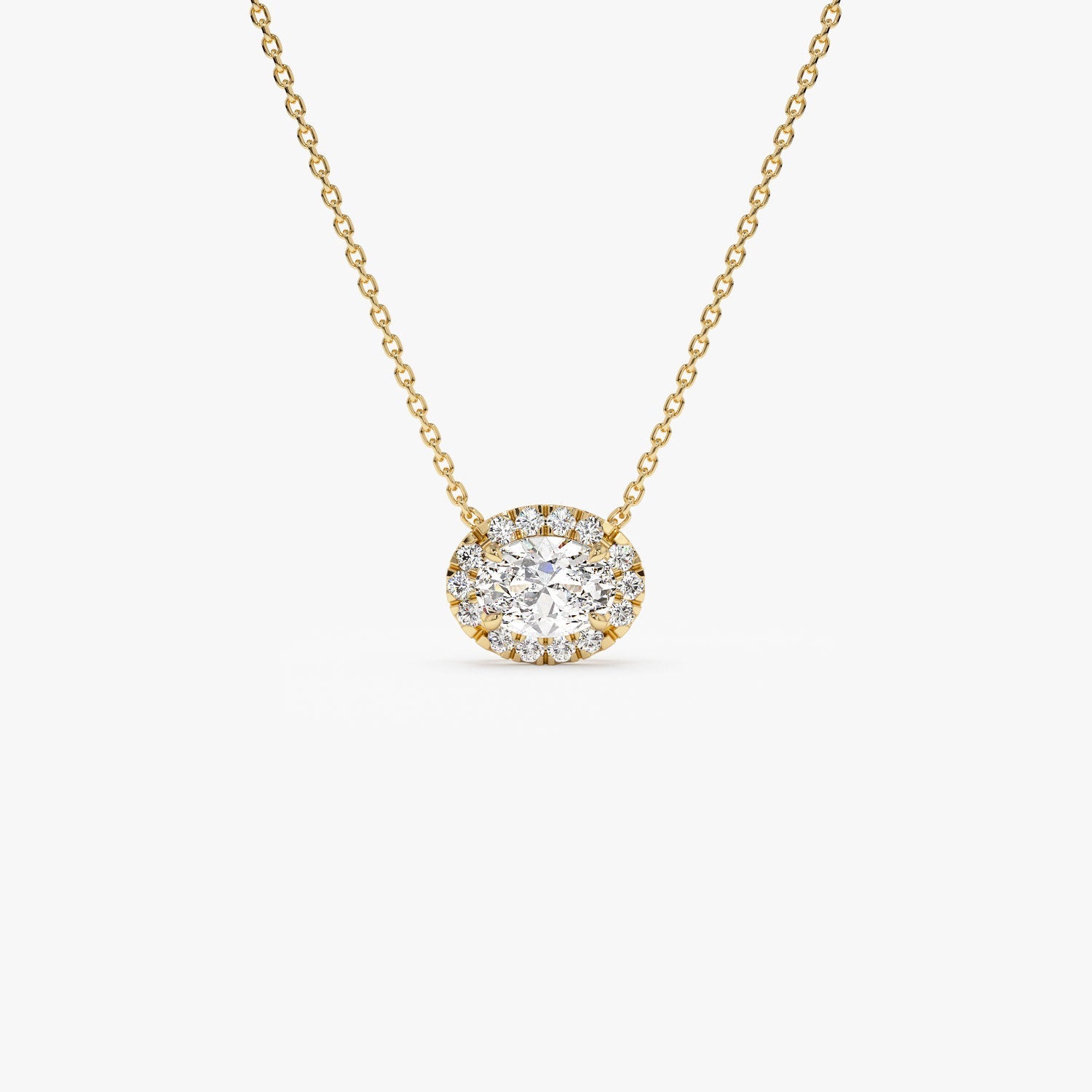 Oval Cut Halo Setting Lab Grown Diamond Necklace