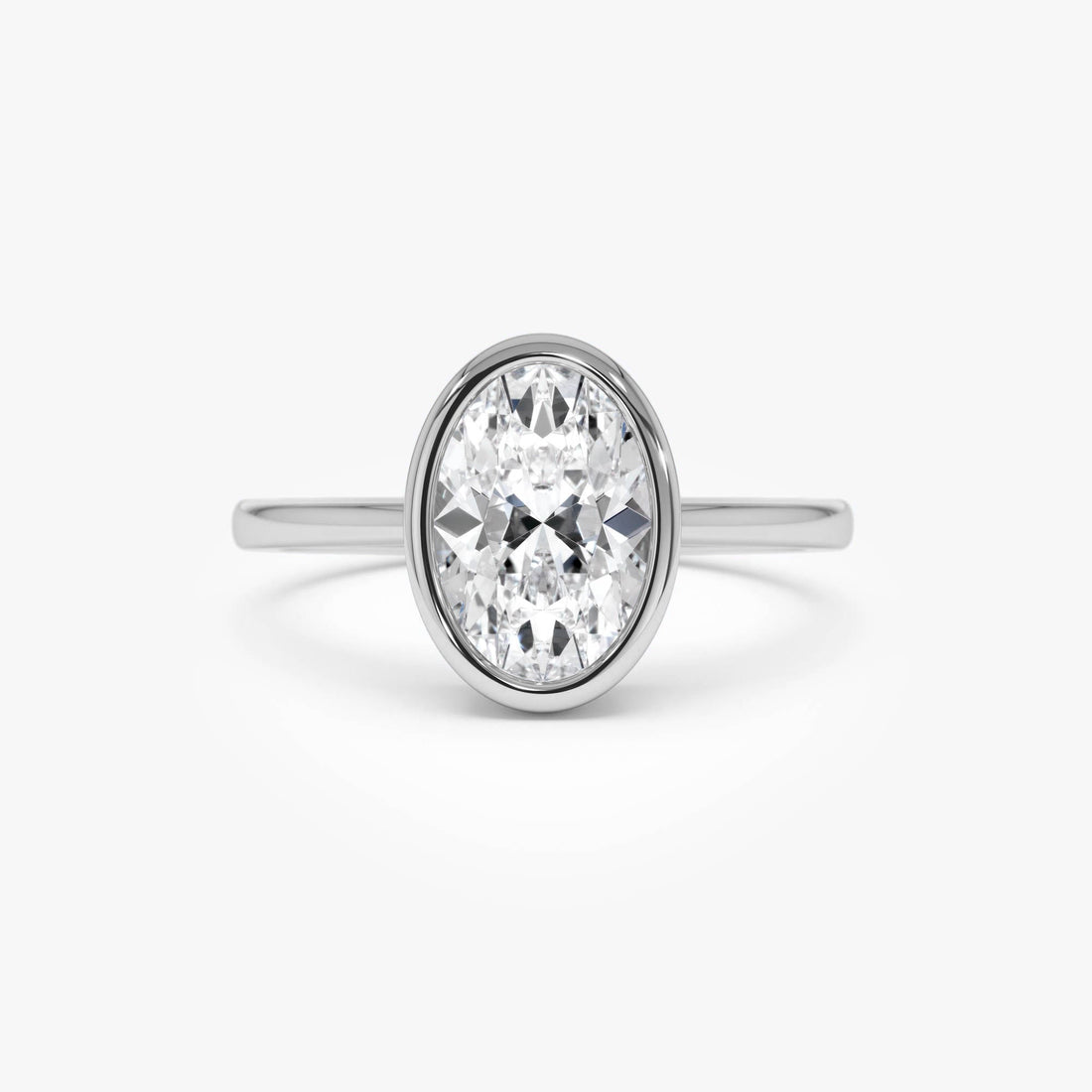 Oval Cut Lab Grown Diamond Bezel Setting Engagement Ring