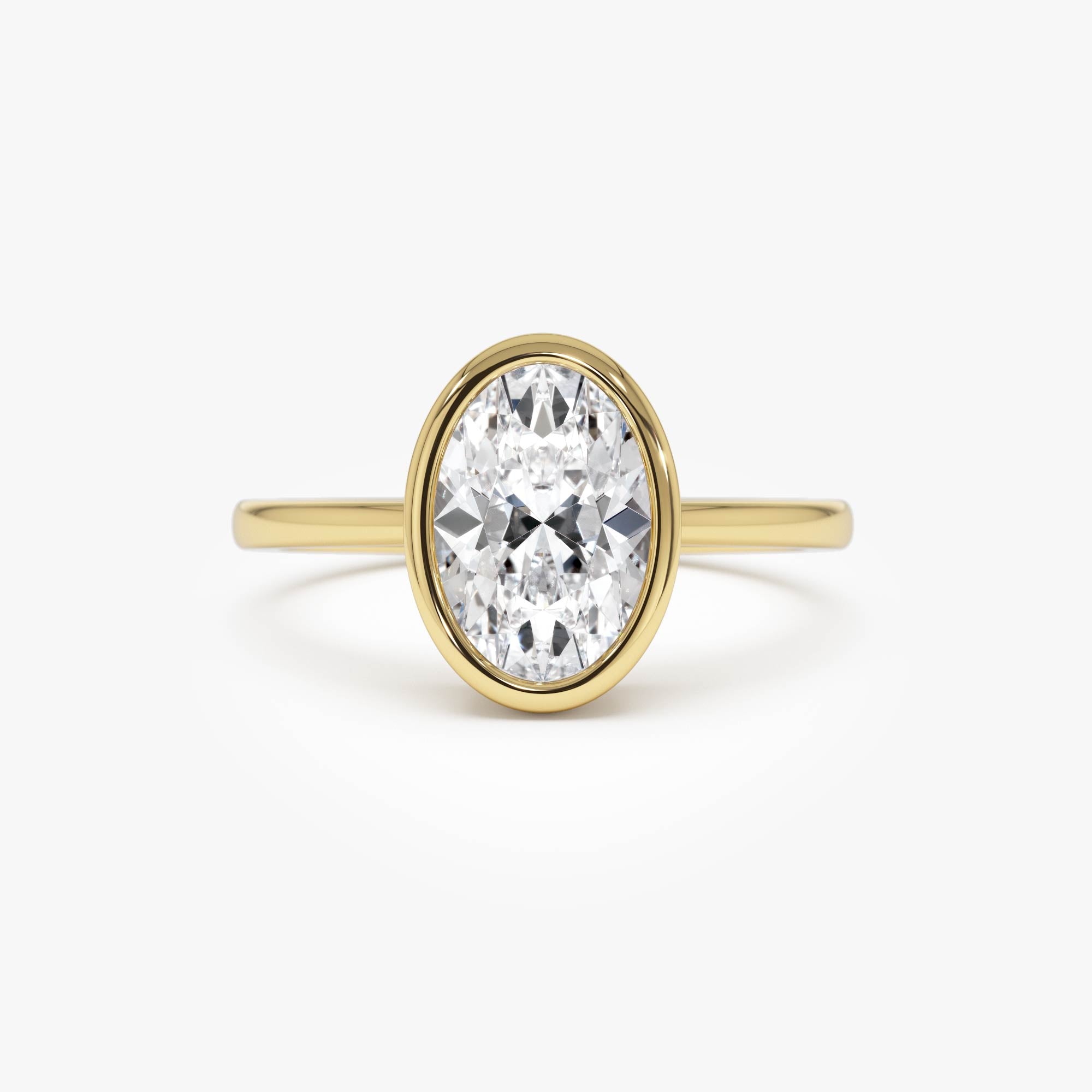 Oval Cut Lab Grown Diamond Bezel Setting Engagement Ring