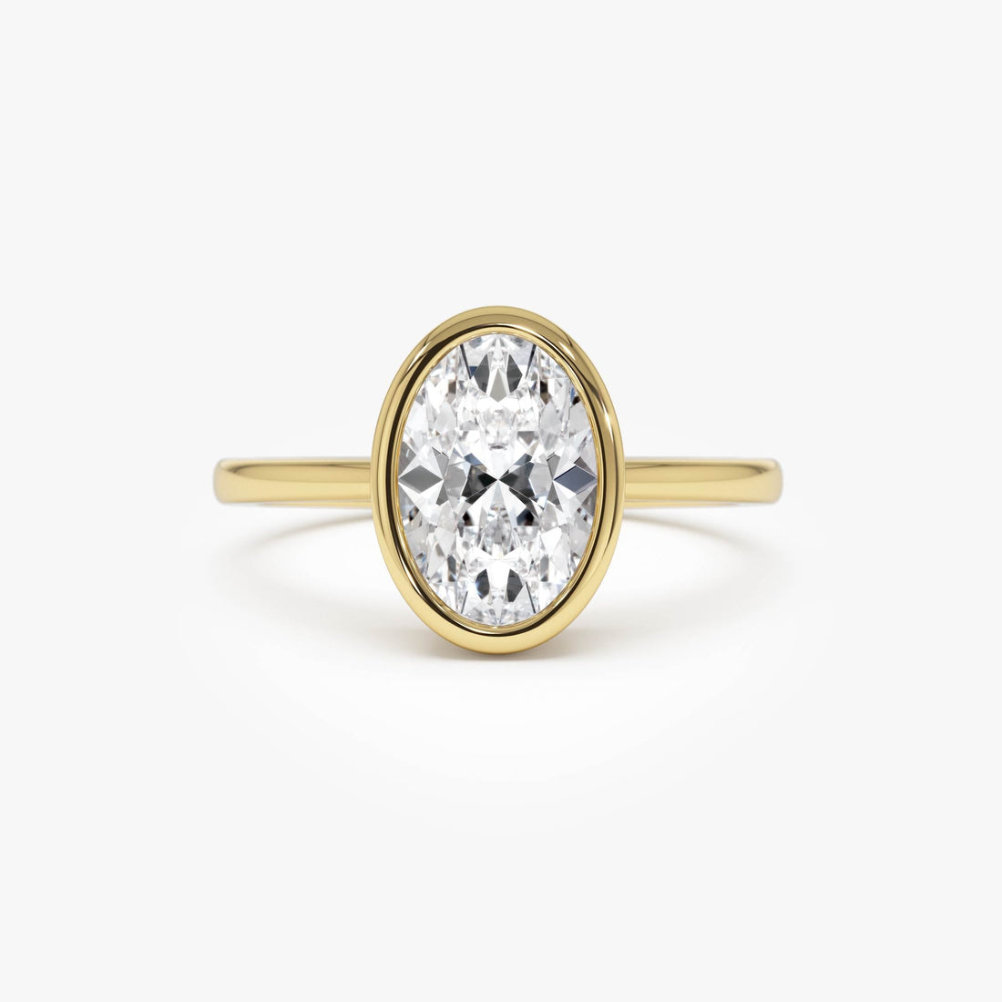 Oval Cut Lab Grown Diamond Bezel Setting Engagement Ring