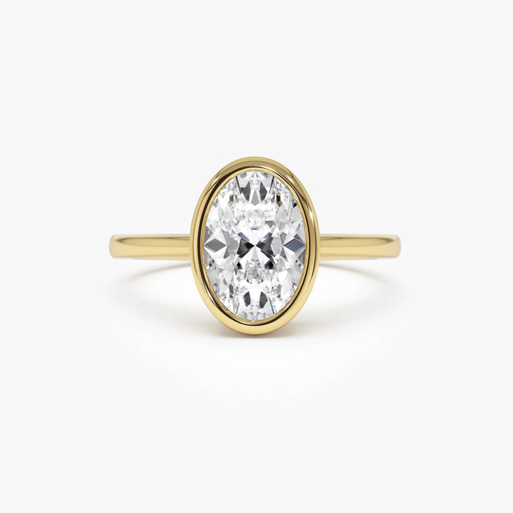 Oval Cut Lab Grown Diamond Bezel Setting Engagement Ring