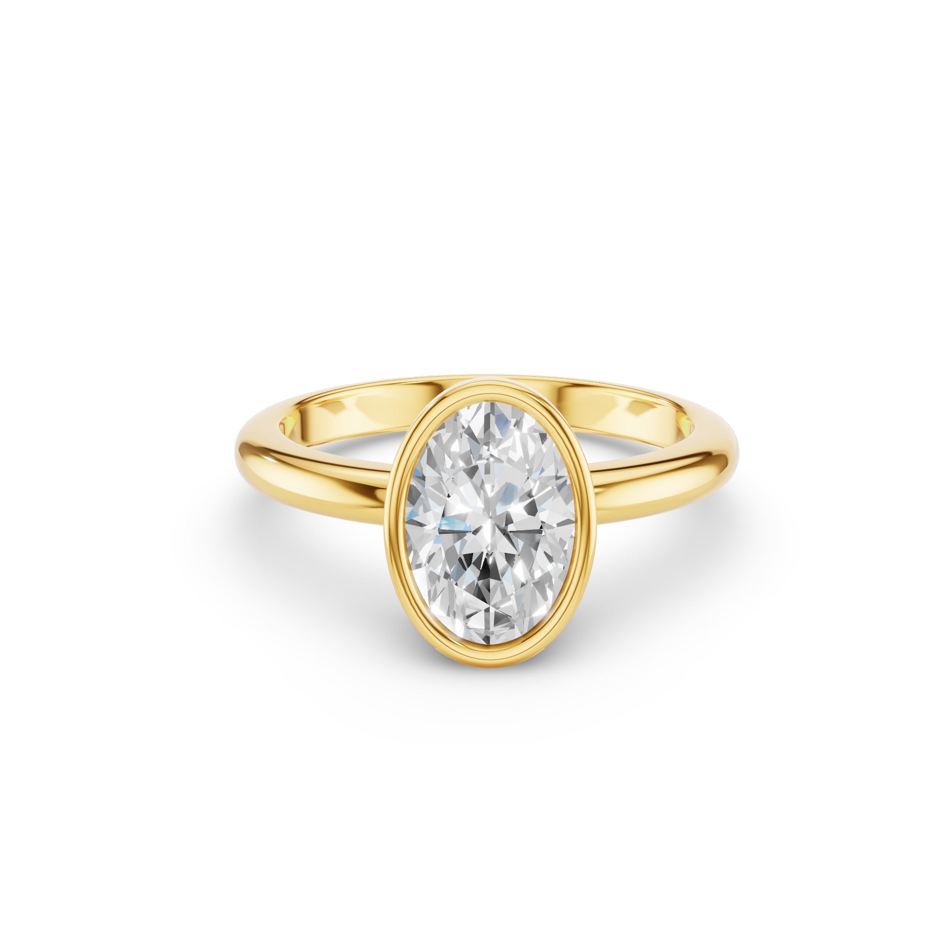 Oval Cut Lab Grown Diamond Bezel Setting Engagement Ring