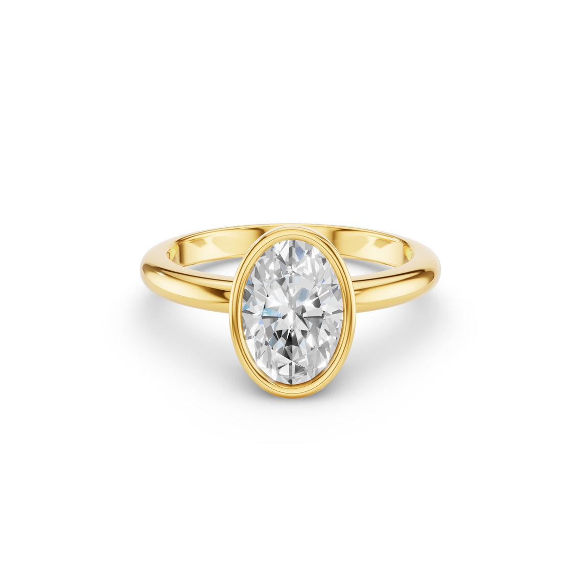 Oval Cut Lab Grown Diamond Bezel Setting Engagement Ring