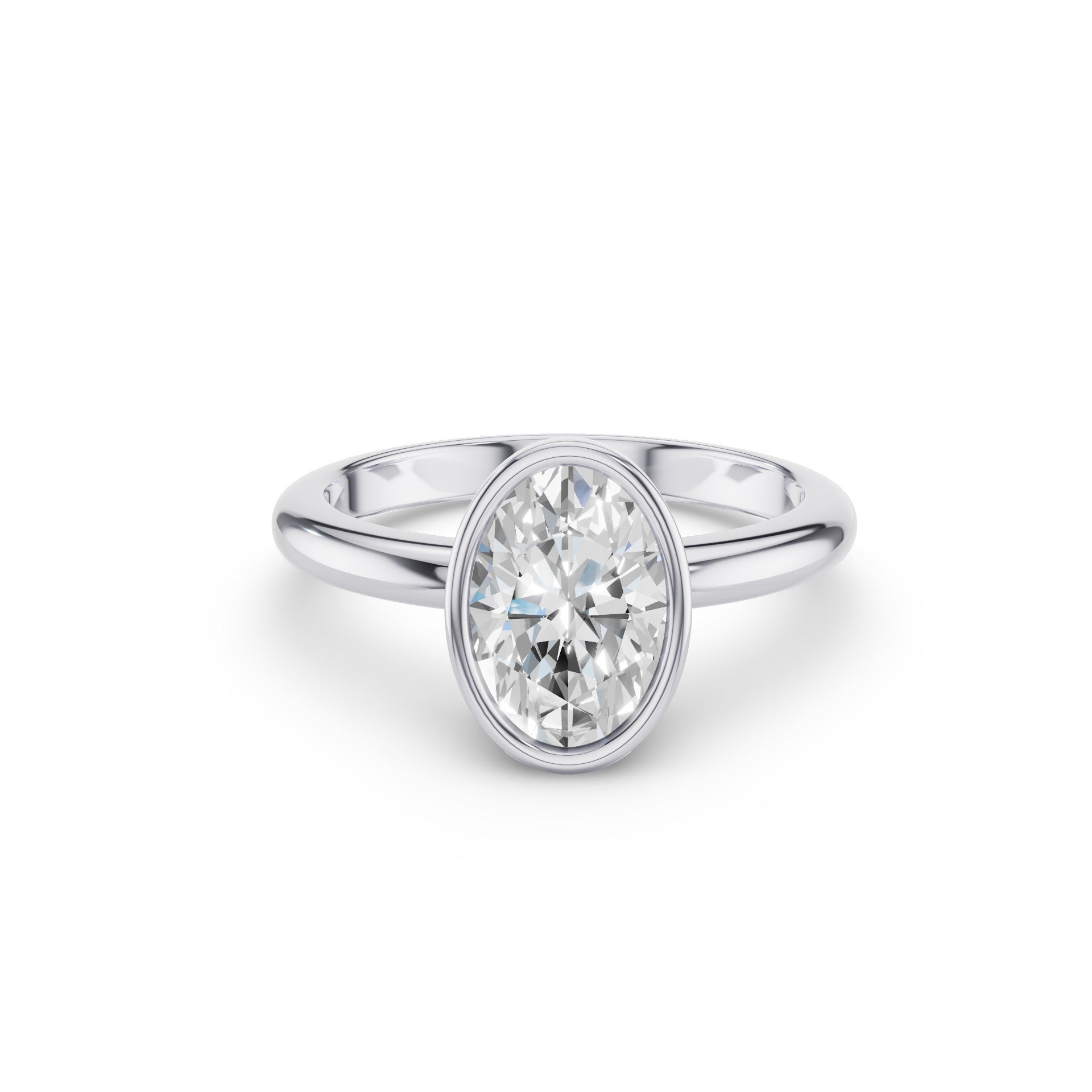 Oval Cut Lab Grown Diamond Bezel Setting Engagement Ring