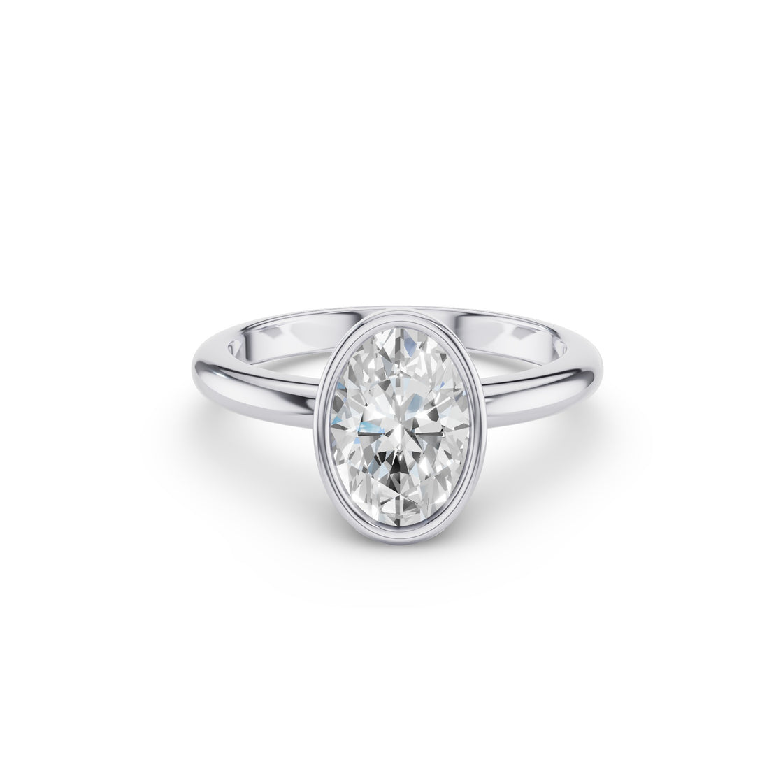 Oval Cut Lab Grown Diamond Bezel Setting Engagement Ring