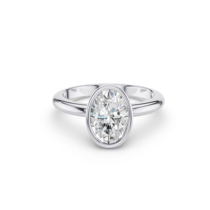 Oval Cut Lab Grown Diamond Bezel Setting Engagement Ring