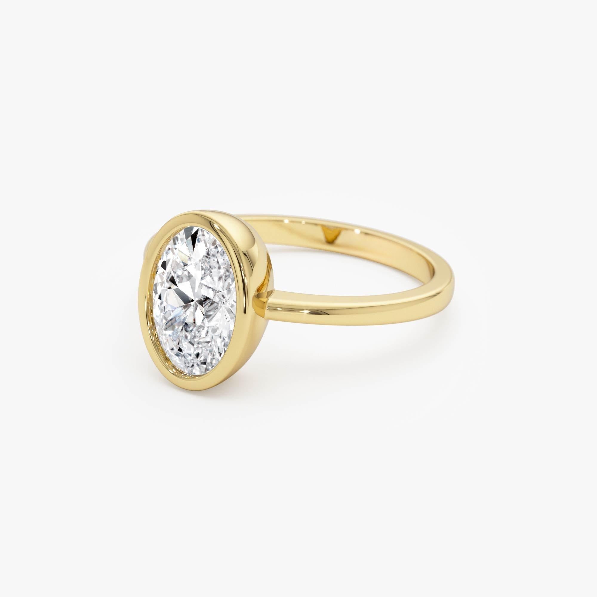Oval Cut Lab Grown Diamond Bezel Setting Engagement Ring