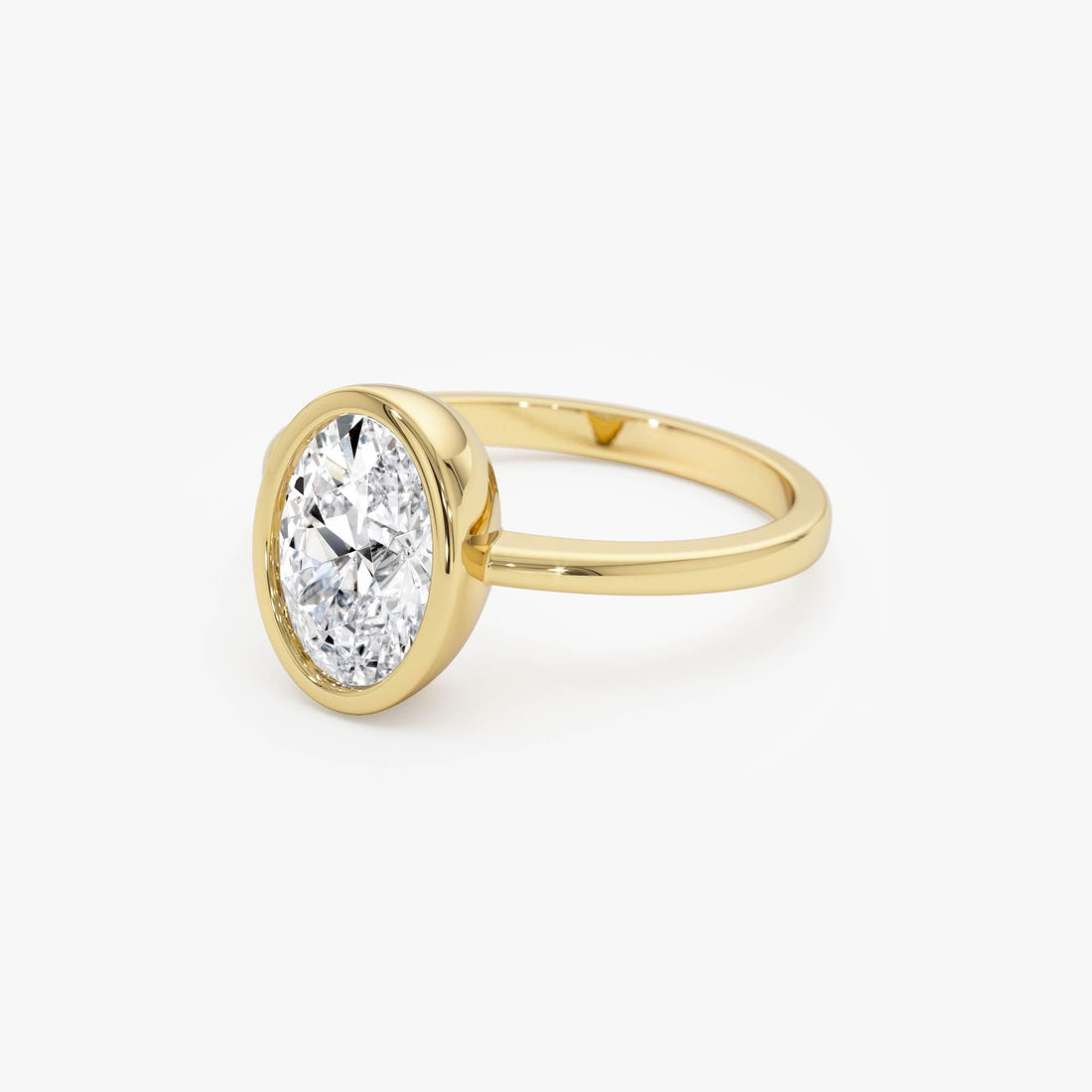 Oval Cut Lab Grown Diamond Bezel Setting Engagement Ring
