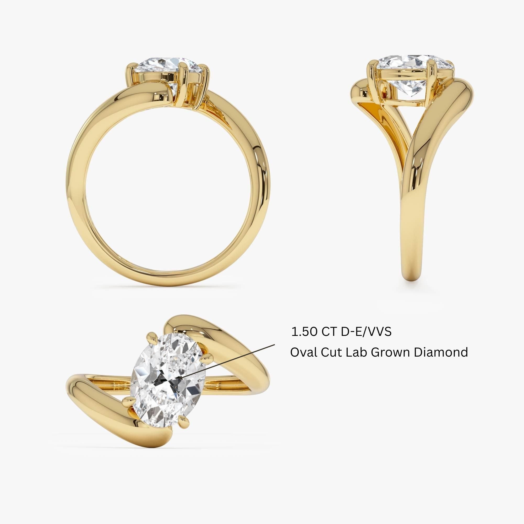 Oval Cut Lab Grown Diamond Bypass Ring