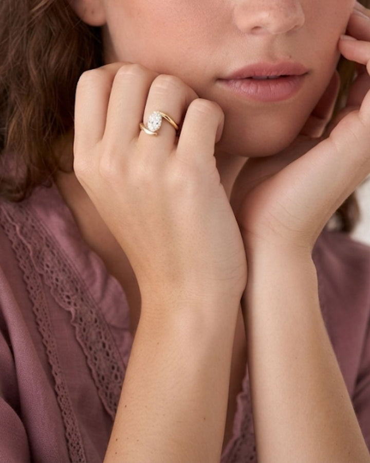 Oval Cut Lab Grown Diamond Bypass Ring
