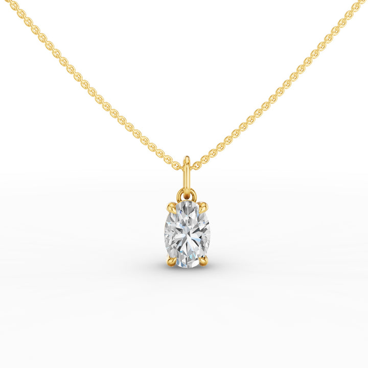 Oval Cut Lab Grown Diamond Classic Charm Necklace