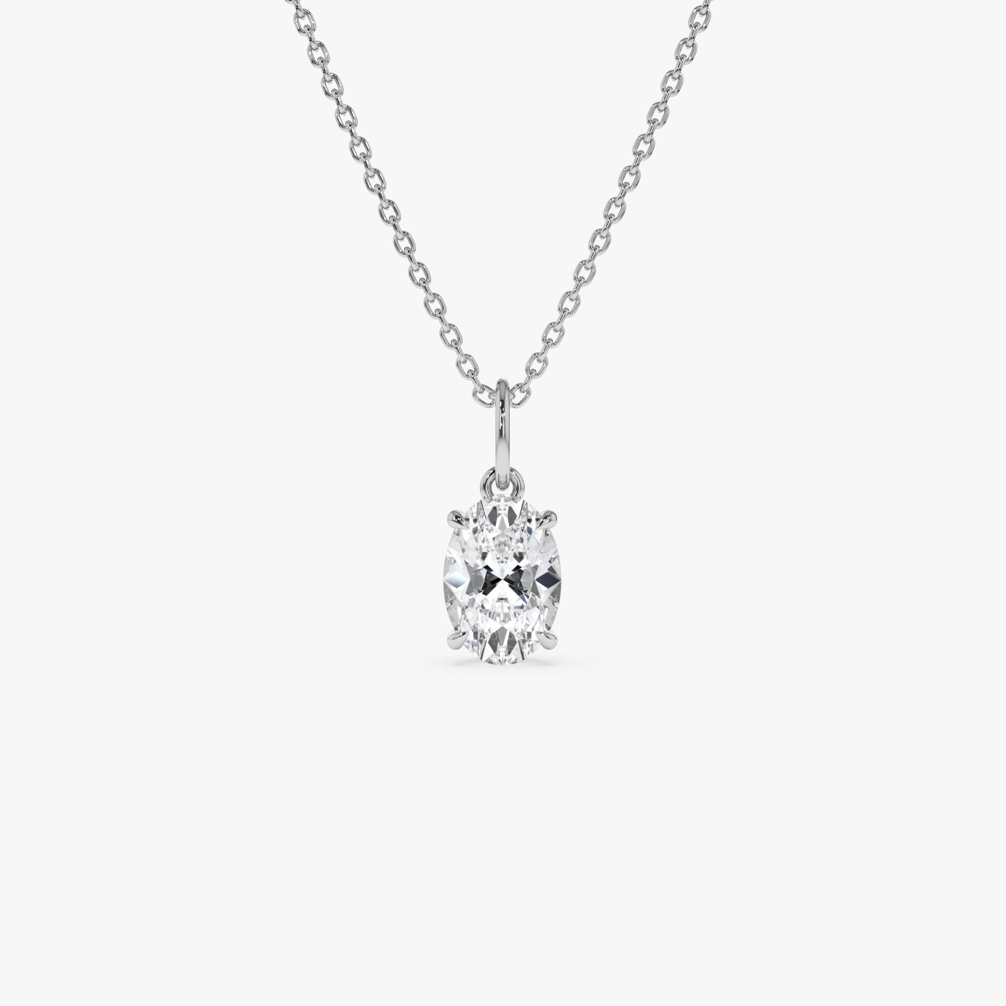 Oval Cut Lab Grown Diamond Classic Charm Necklace