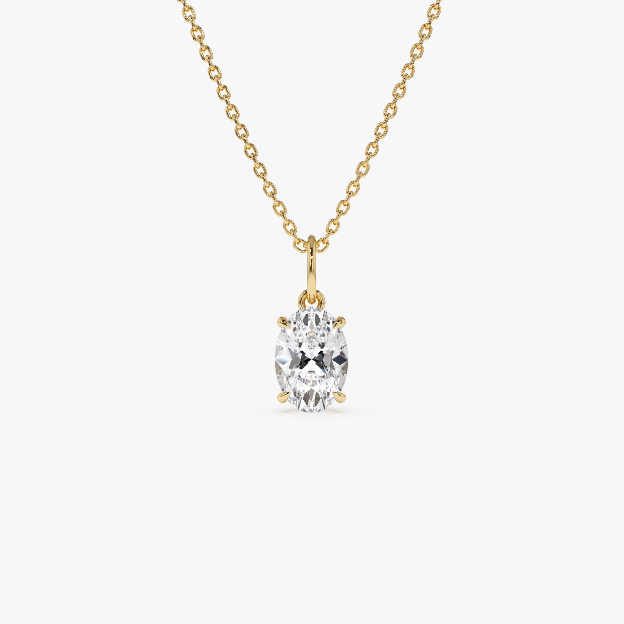 Oval Cut Lab Grown Diamond Classic Charm Necklace
