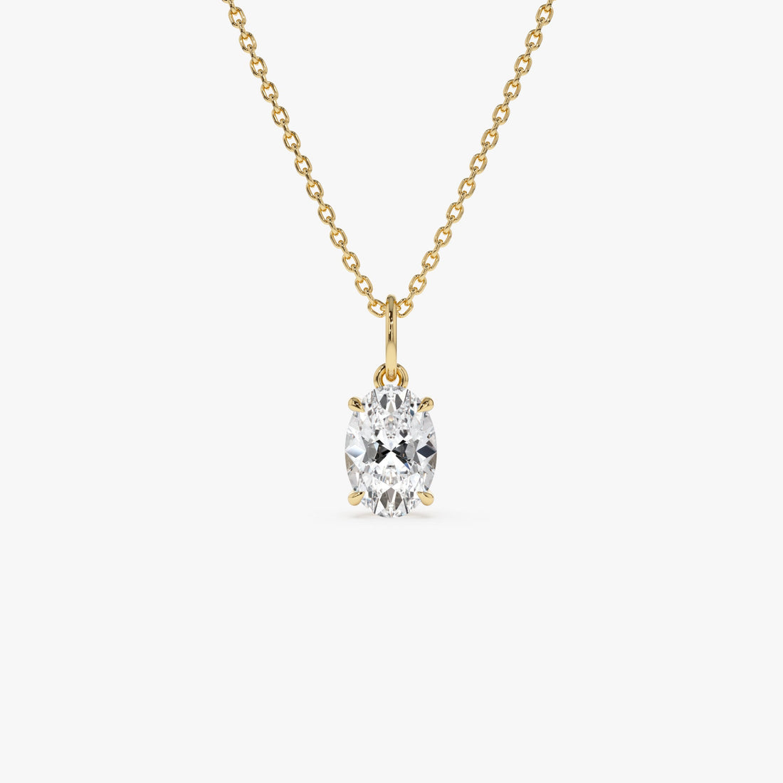 Oval Cut Lab Grown Diamond Classic Charm Necklace