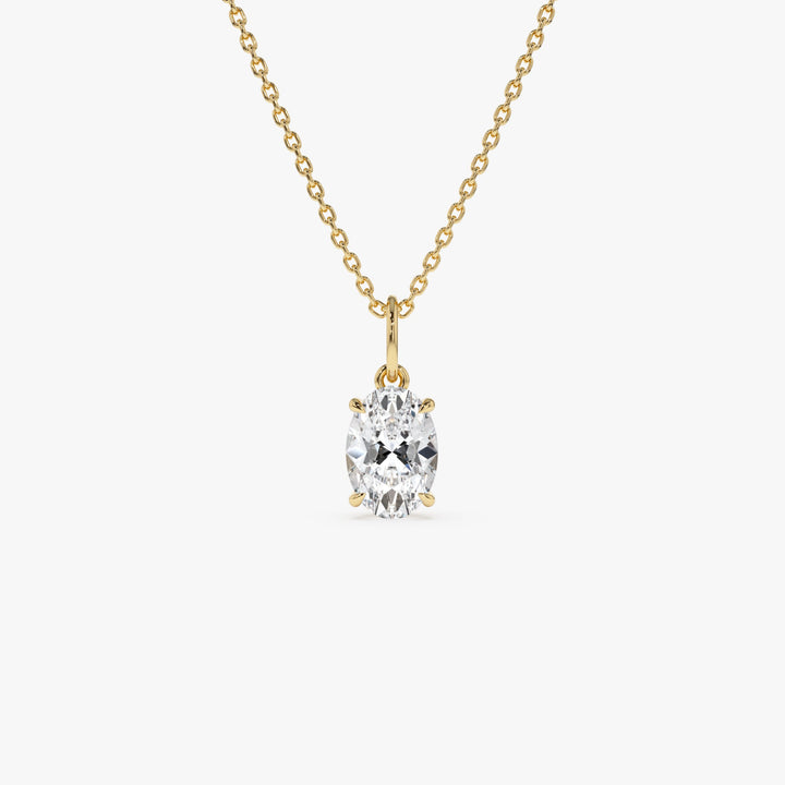 Oval Cut Lab Grown Diamond Classic Charm Necklace