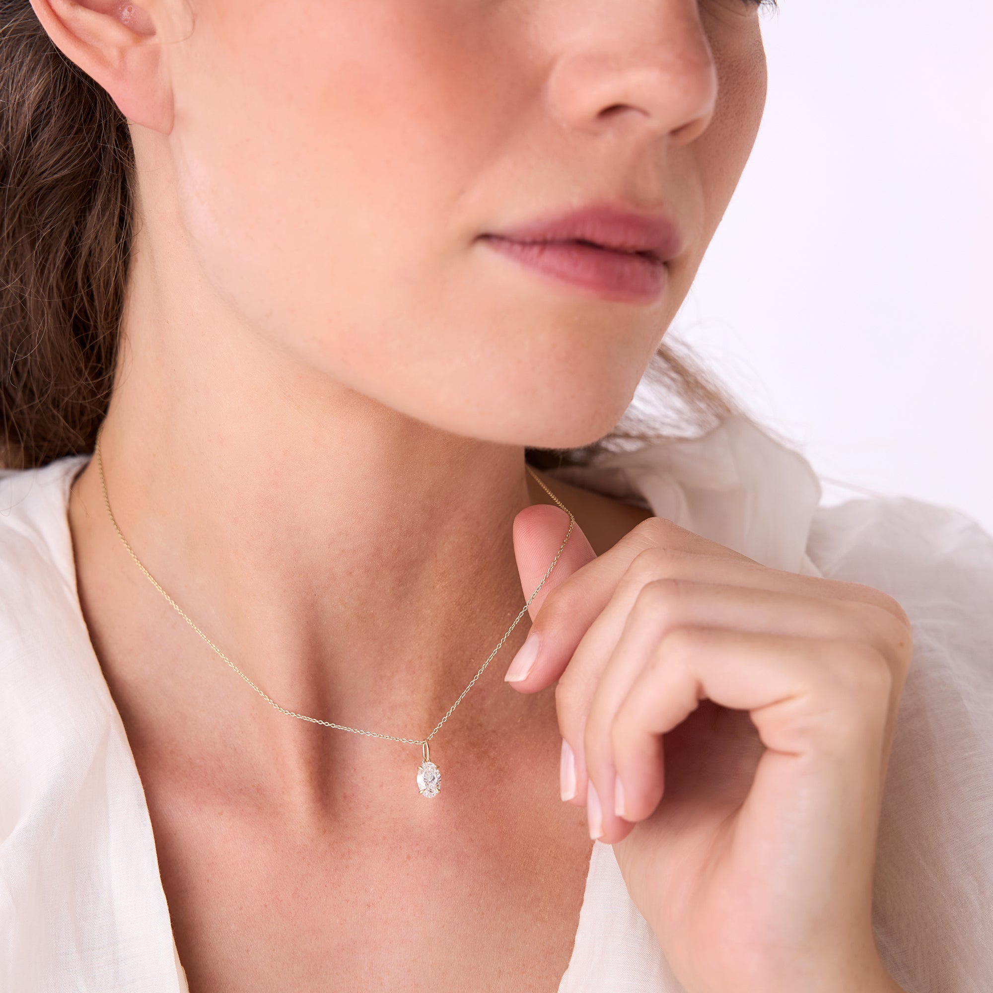 Oval Cut Lab Grown Diamond Classic Charm Necklace