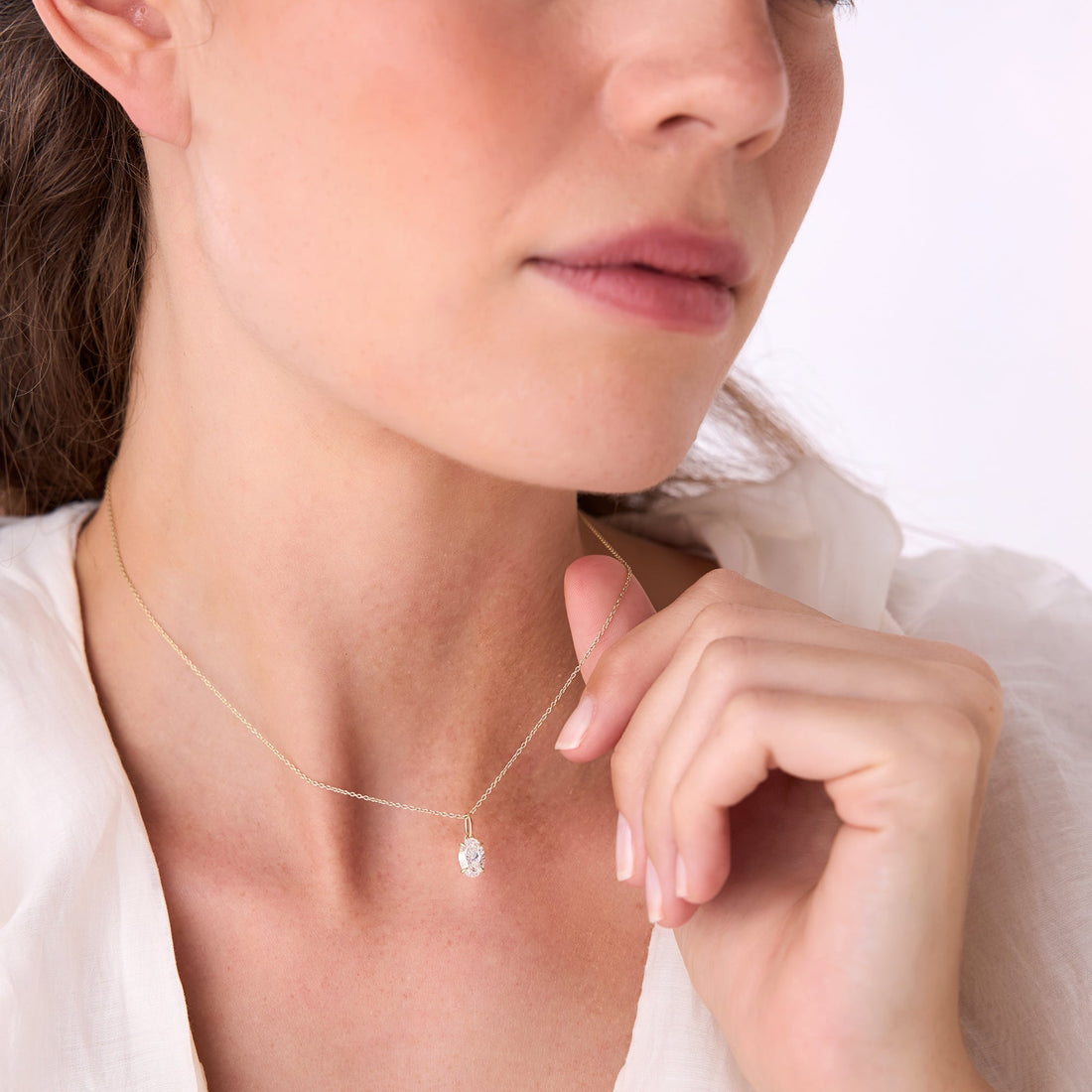Oval Cut Lab Grown Diamond Classic Charm Necklace
