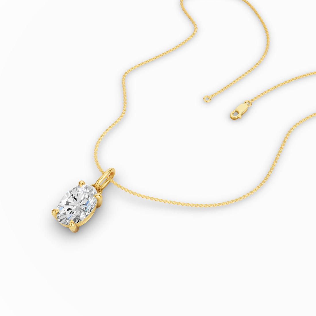 Oval Cut Lab Grown Diamond Classic Charm Necklace