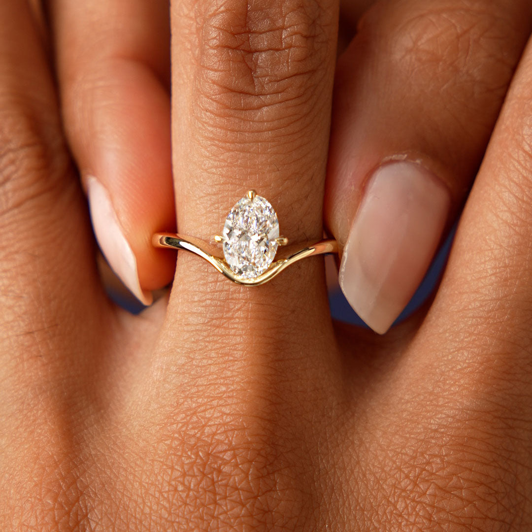 Oval Cut Lab Grown Diamond Modern Designer Setting Ring
