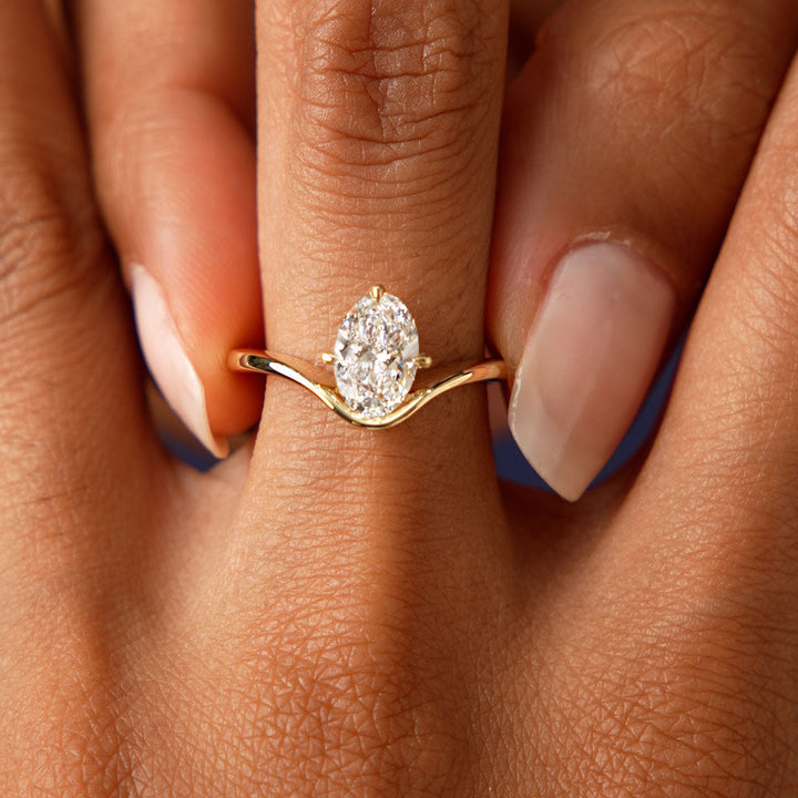Oval Cut Lab Grown Diamond Modern Designer Setting Ring