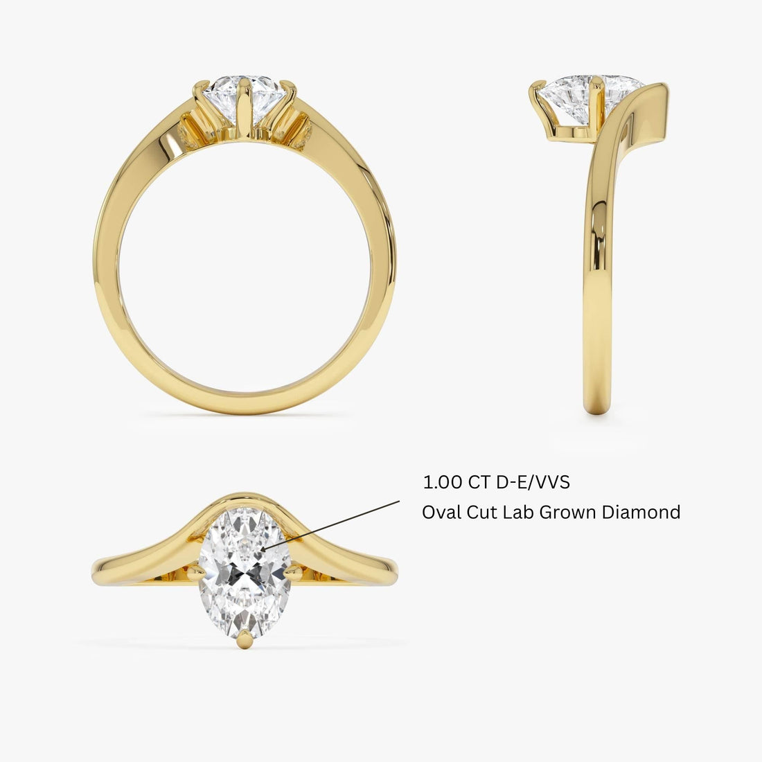 Oval Cut Lab Grown Diamond Modern Designer Setting Ring