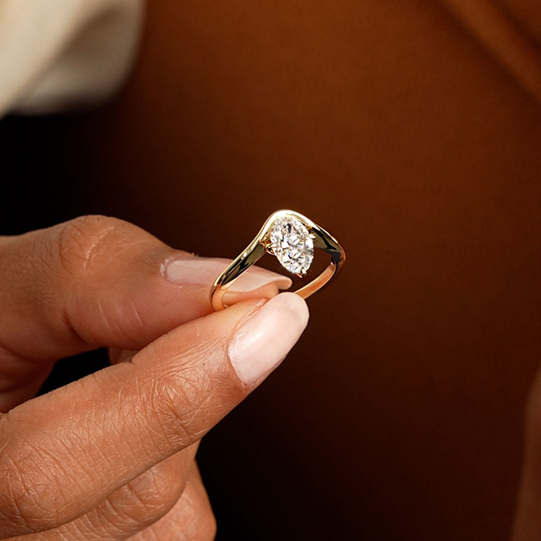 Oval Cut Lab Grown Diamond Modern Designer Setting Ring