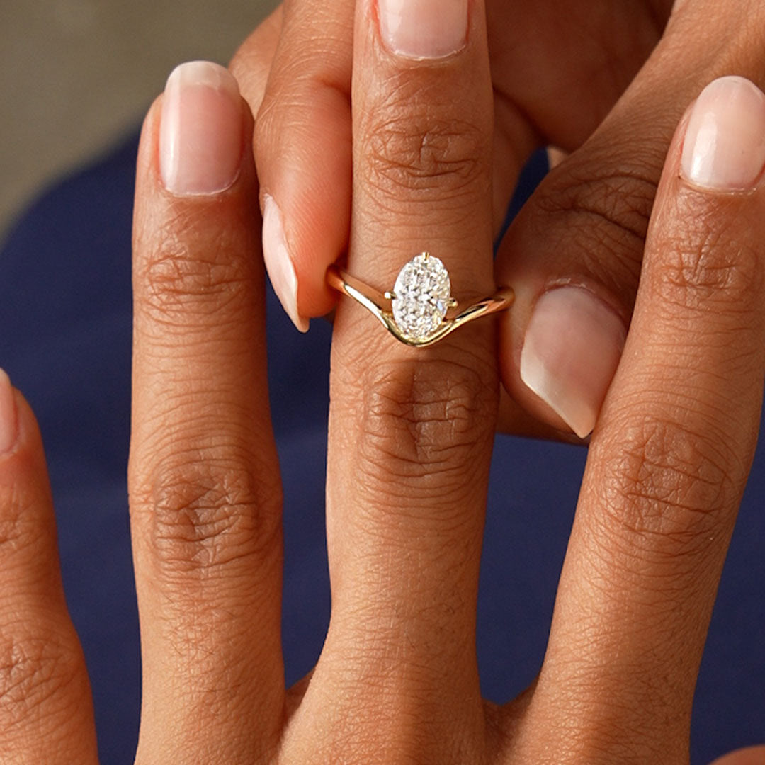 Oval Cut Lab Grown Diamond Modern Designer Setting Ring