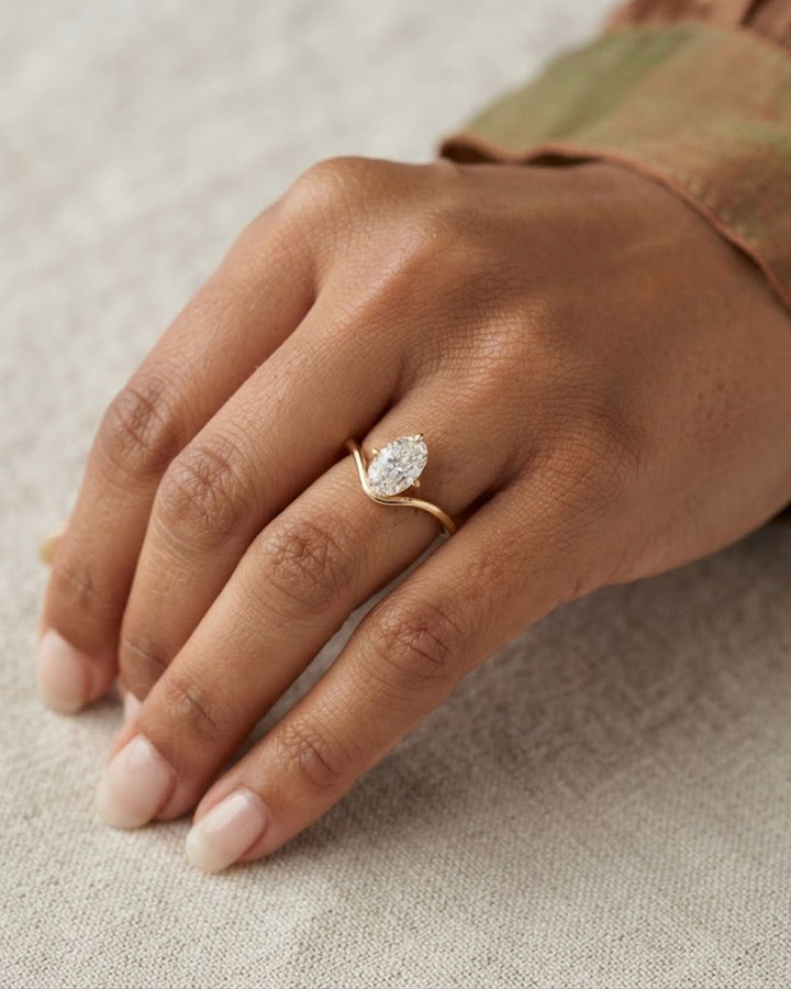 Oval Cut Lab Grown Diamond Modern Designer Setting Ring