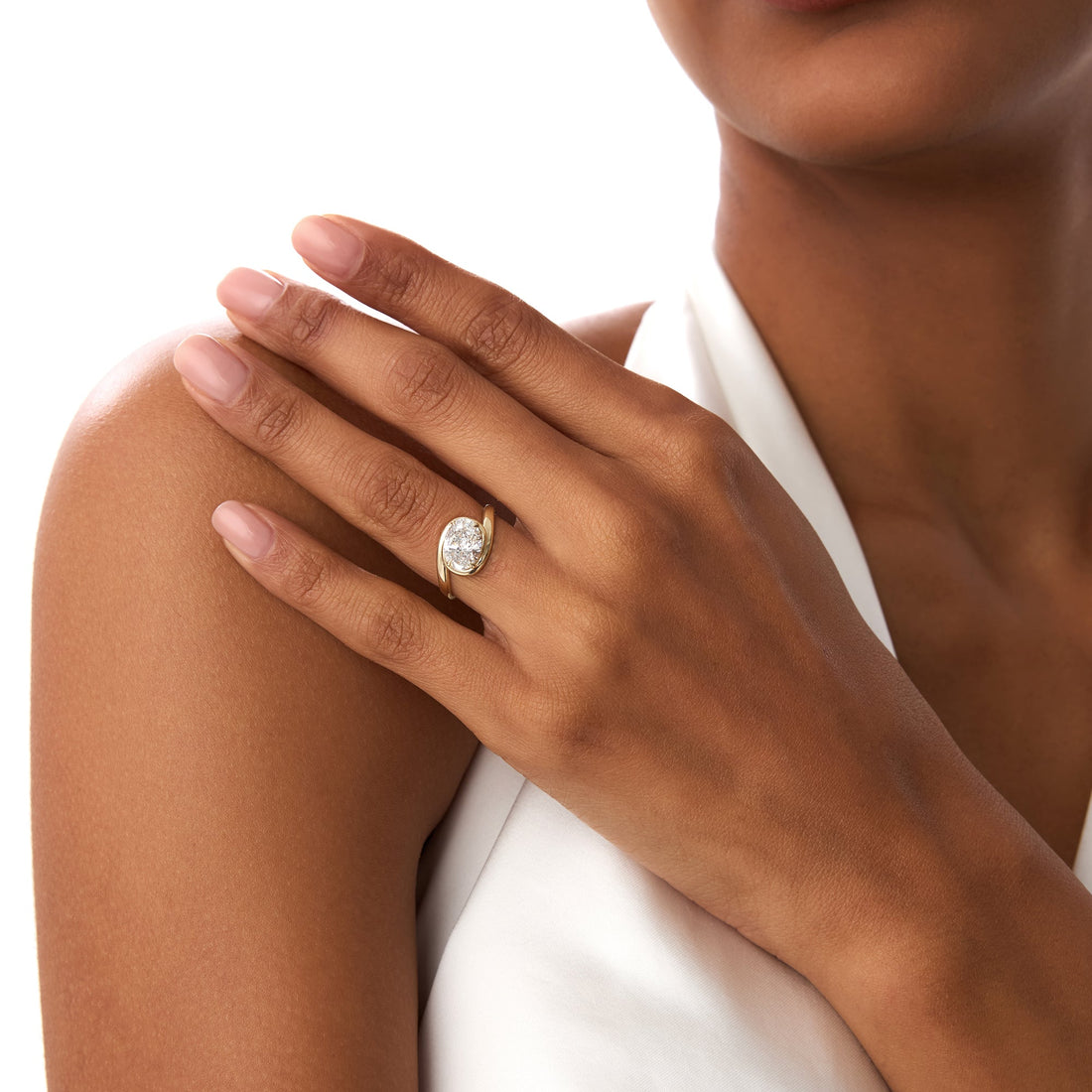 Oval Cut Lab Grown Diamond Twisted Bypass Engagement Ring