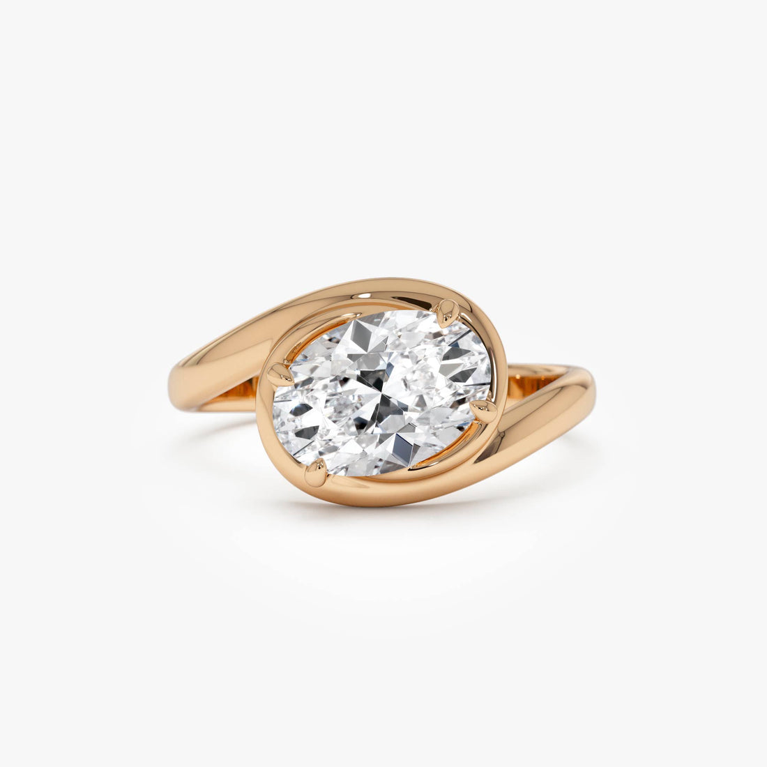 Oval Cut Lab Grown Diamond Twisted Bypass Engagement Ring