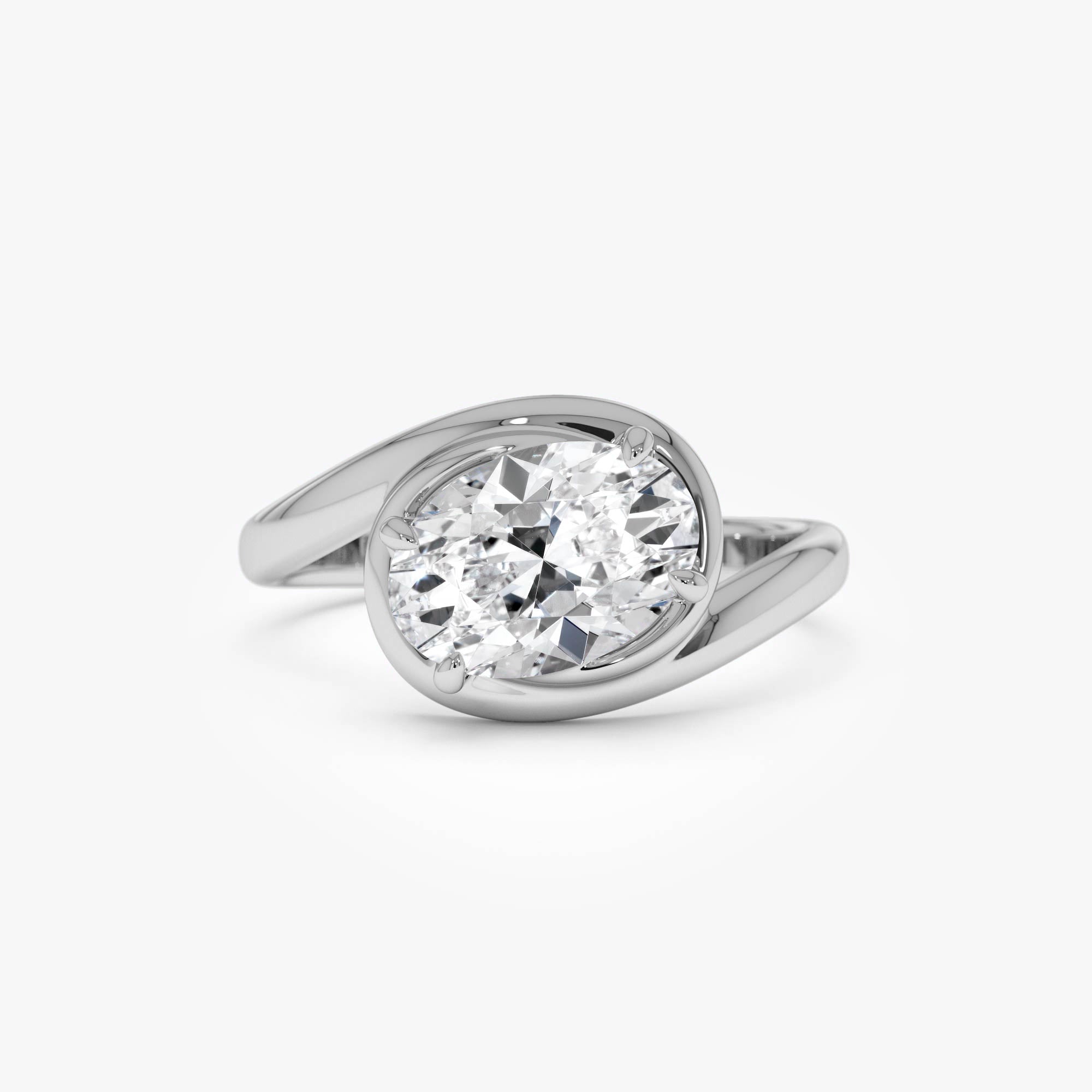 Oval Cut Lab Grown Diamond Twisted Bypass Engagement Ring