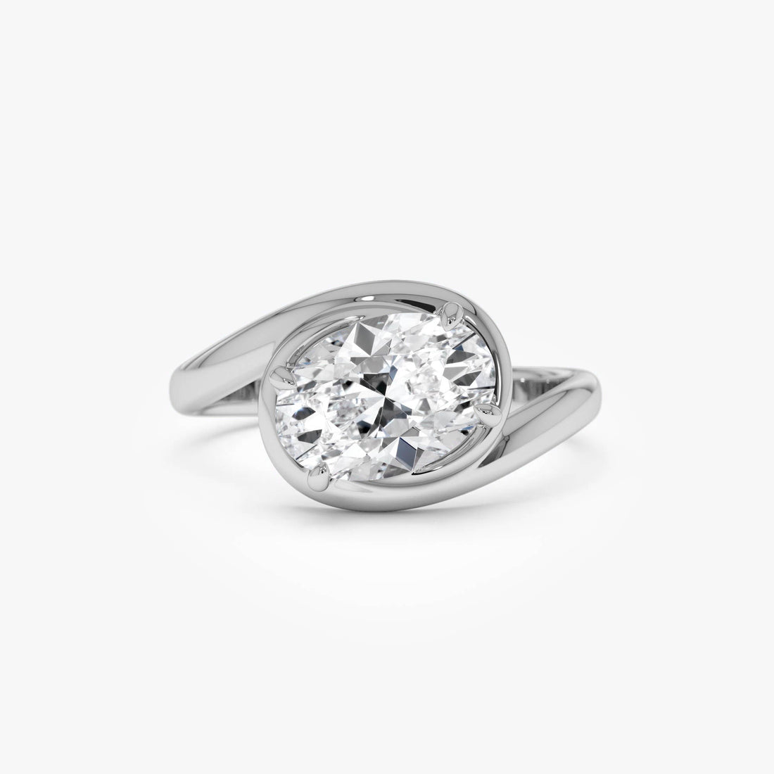 Oval Cut Lab Grown Diamond Twisted Bypass Engagement Ring