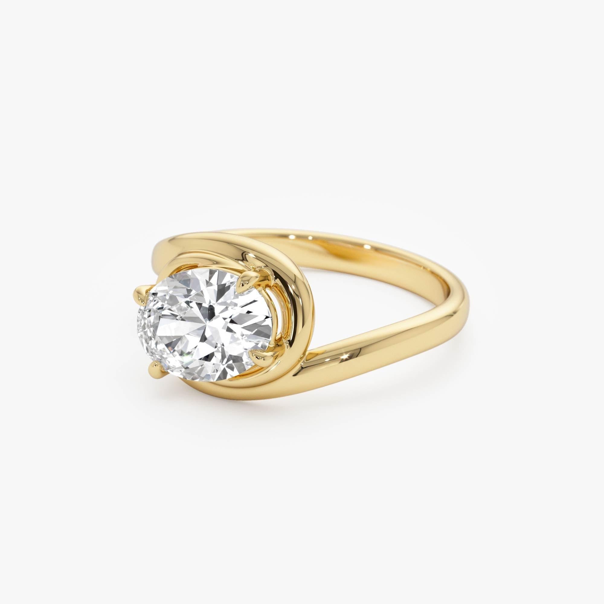 Oval Cut Lab Grown Diamond Twisted Bypass Engagement Ring
