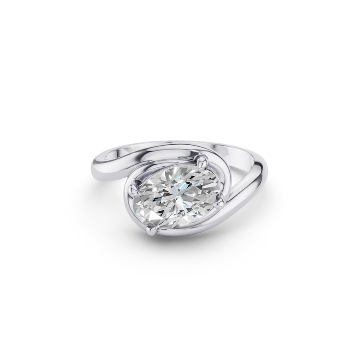 Oval Cut Lab Grown Diamond Twisted Bypass Engagement Ring